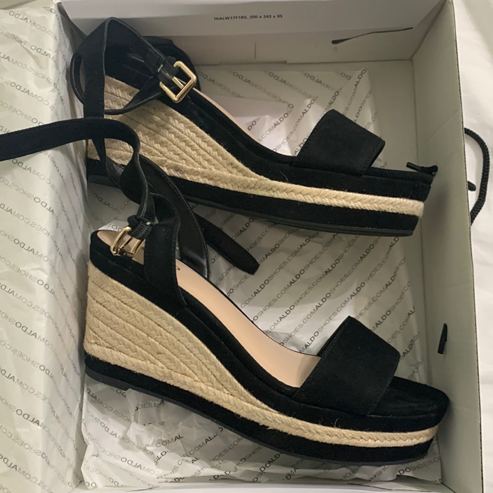 ALDO Laledith Black Suede wedges